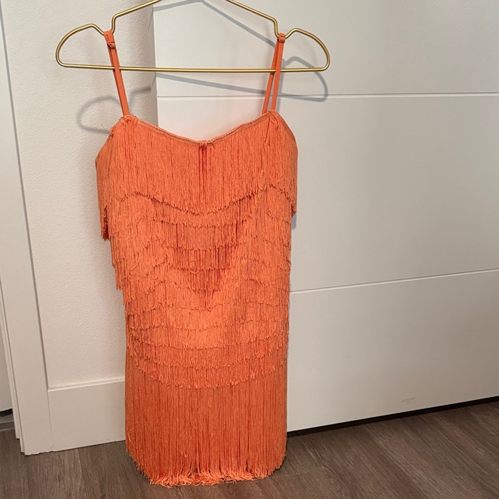 NBD Orange Fringe Dress